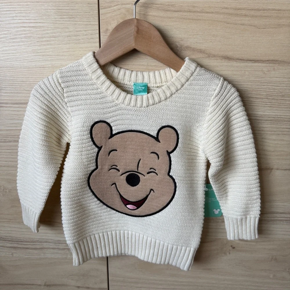 Disney Cream Knit Sweater with Winnie the Pooh Face - Picture 1 of 3